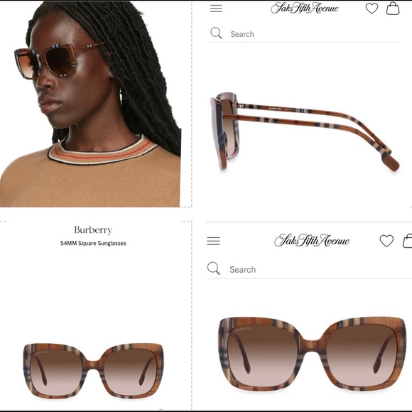 BURBERRY SQUARE CLASSIC ICONIC CHECK SUNGLASSES - Picture 3 of 16